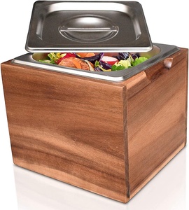 Insertion de ciment en acier inoxydable de haute qualité, bac de comptoir avec couvercle et boîte en <span class=keywords><strong>bois</strong></span> d'acacia, petit flacon de cosplay de cuisine - Product Image 2
