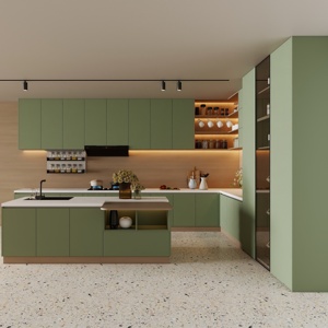 Ensemble d'armoires de cuisine Aige, style simple, en MDF, finition mélamine, portes en panneaux de papier, pour une cuisine au design moderne - Product Image 2
