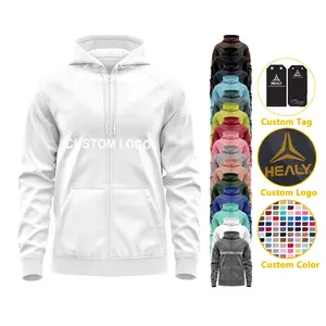 Tùy chỉnh màn hình Trống in hoodie đầy đủ mặt nâu nặng đầy đủ ziphoodie trống Zip Up Hoodies biểu tượng tùy chỉnh Puff in Zip Up Hoodie