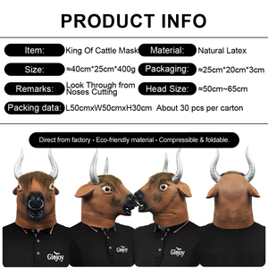 Masque d'Halloween en latex naturel écologique, masque réaliste de bœuf annelé pour les fournitures de fête et de cosplay - Product Image 2