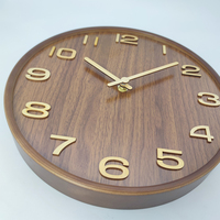 12 Zoll runde hölzerne Wanduhr Batterie betrieben Silent Non-Ticking für Büro Küche Schlafzimmer Klassen zimmer & Wohnzimmer, Braun