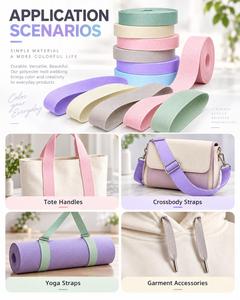 Correa de Poliéster de 10 mm, Color Personalizado, Tejido Twill, Resistente, para Bolsos de Hombro, Bolsos Cruzados, Prendas, Yoga, Accesorios de Fitness - Product Image 4