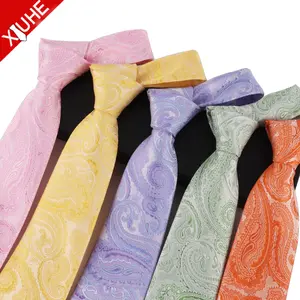 Erkekler için Cravate yaz boyun bağları pembe renk düğün kravat özel Paisley Polyester bağları