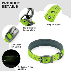 Fabricante al por mayor <span class=keywords><strong>12</strong></span> colores collares reflectantes para mascotas <span class=keywords><strong>collar</strong></span> de perro acolchado de neopreno ancho con hebilla de cinturón de metal duradero - Product Image 5