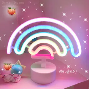 Hot Sale 3D Rainbow Neon Colorful Girls Bedroom Warm Decoration Usb Led Night Light