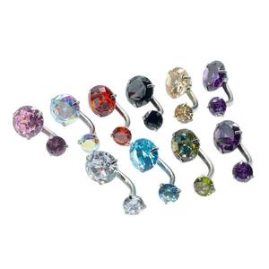 Anneau de nombril en zircon, élégant, rond, à quatre griffes, pour les studios de <span class=keywords><strong>tatouage</strong></span> - Product Image 5