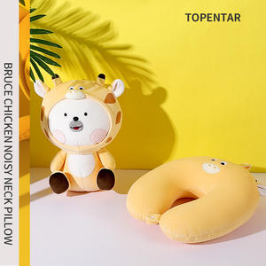 Almohada de felpa en forma de U con diseño de animales de dibujos animados para niños de 2 a 4 años, almohada suave de apoyo para el cuello con partículas de espuma, regalo unisex - Product Image 2