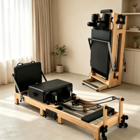 Lit de Pilates pliable en bois d'érable, machine de Pilates à rangement vertical peu encombrant, accessoires complets pour la maison et le studio