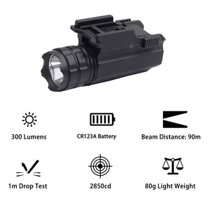 Không thấm nước có thể sạc lại 300 Lumens LED chiến thuật Đèn Pin Nhôm phát hành đường sắt gắn ngoài trời phiêu lưu phụ kiện - Product Image 3