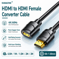 SAMZHE Cable Extensor HDMI 4K/60Hz, Cable de Video HD 3D, Adaptador Macho a Hembra para Conexión de Laptop, TV, Proyector y Monitor