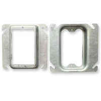 Anneau de plâtre carré simple certifié de 4 pouces, en acier galvanisé surélevé, avec couvercle carré de 1,6 mm d'épaisseur