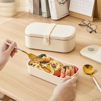 Kotak makan siang elektrik 900ml, kotak makan siang listrik, kotak Bento pemanas makanan baja anti karat, penghangat makanan portabel 110V 220V