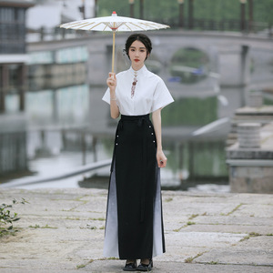 Conjuntos de Hanfu de estilo chino para parejas, conjuntos de verano para fotos de graduación y actuaciones en escenario - Product Image 5
