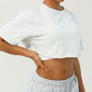 HEARUISAVY été Yoga vêtements sport à manches courtes T-shirt ample Fitness haut col rond décontracté <span class=keywords><strong>femmes</strong></span> en plein air cyclisme haut de sport - Product Image 4