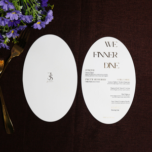 Thanh Lịch hình bầu dục thẻ thực đơn đám cưới tùy chỉnh giấy vàng lá Thiệp mời đám cưới em bé thực đơn tắm - Product Image 4