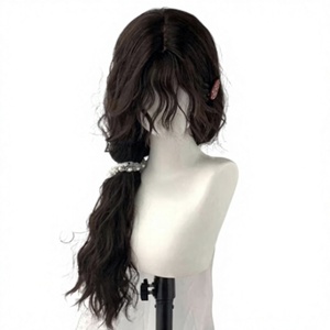 Peluca de cabello humano sin pegamento, con ondas de agua, rizada, negra natural, con frente de encaje para mujeres, línea de cabello pre-arrancada, con baby hair. - Product Image 1