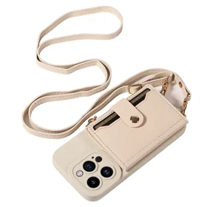 Étui de téléphone en similicuir pour <span class=keywords><strong>iPhone</strong></span> 16 Pro Max, 15, 14, 13, <span class=keywords><strong>12</strong></span>, 11 Plus, <span class=keywords><strong>Mini</strong></span>, 7, 8 Plus, XS Max, XR, avec bandoulière, anti-chute, miroir et portefeuille - Product Image 2