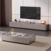 Meuble TV et Table Basse Modernes en Bois Massif 2025 – Combinaison Artisanale pour Petits Appartements et Salons de Ferme (65 pouces et plus)