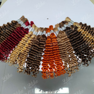 Extensions di capelli umani Remy vergini ricci grezzi non trattati all'ingrosso 100g per trecce Boho, trama singola, solo colore più scuro - Product Image 2