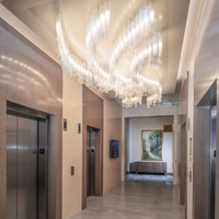Décoration personnalisée du hall d'hôtel, lustre en feuille de lotus, salle de banquet, lustre moderne en verre LED pour hôtel