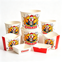 Seau à poulet frit personnalisé OEM ODM, logo personnalisé, emballage de poulet en gros pour chaîne de marques, boîte d'emballage de poulet en couleur pleine.