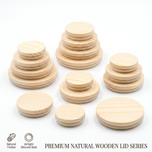 Couvercles en bois de pin Landy pour pots à bougies avec joint en silicone hermétique, couvercles d'aromathérapie pour pots en verre, remplacement, logo personnalisé - Product Image 1