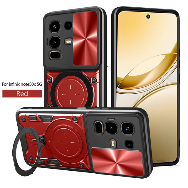 Applicable Infinix Note 50X Itel Power 70 Realme 5G-Home Sliding Magnetic Protective Phone Case Electroplate Ring Phone Case