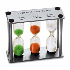 Temporizador de té 3-4-5 minutos, marco de metal Reloj de arena de acero inoxidable Temporizador Reloj de arena de cristal de hora de color Decoración de temporizador de arena pequeña - Product Image 1