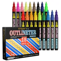 Lot de 12/18 marqueurs d'art à double pointe, acryliques colorés, séchage rapide, imperméables, forte couvrance, pointe feutre, pour papeterie artistique