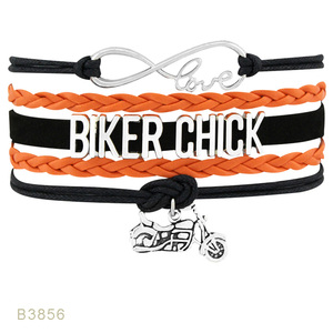 Biker Chick Live to Ride Cyclisme Moto Drapeau à damier Motocross Dirt Bike Vélo Auto Voiture Moto Racing Bracelet - Product Image 2