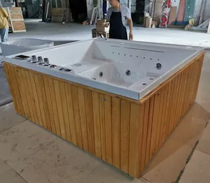 3 person outdoor plastic skirt spa massage bathtub yacuzzi exterior hydro air jets indoor spa bathtub with waterfall outlet