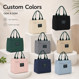 Sac à lunch en toile de style japonais, fermeture éclair, léger, 200g, poche pour téléphone, OEM - Product Image 5