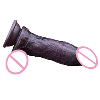 OS-AHJ5040 20.1cm Black Viper Double Layer Realistic Suction Cup Dildo 3D Precision Modeling Soft Silicone Adult Pleasure Toy