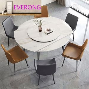Table à manger nordique extensible en dalle <span class=keywords><strong>de</strong></span> roche, carrée et <span class=keywords><strong>ronde</strong></span>, en marbre blanc d'Italie, avec ensemble <span class=keywords><strong>de</strong></span> chaises - Product Image 5