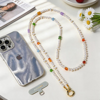 Lanière de téléphone personnalisée de luxe en perles de cristal, faite à la main, imprimée UV, en forme de boule, colorée, bandoulière universelle pour téléphone portable