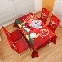 Housses de chaise rectangulaires et nappes de Noël imprimées avec motifs rennes et bonhommes de neige, élastiques, entièrement couvrantes et réutilisables