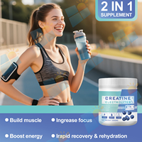 Créatine monohydrate en poudre avec électrolytes 2-en-1, complément pré-entraînement, vente en gros OEM, 300g, 30 portions
