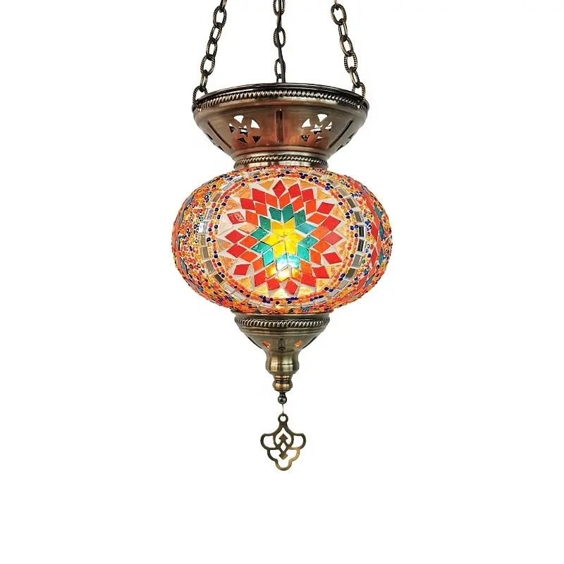 Lampu liontin kaca Turki buatan tangan, lampu gantung Bohemian, lampu gantung Maroko mosaik Turki
