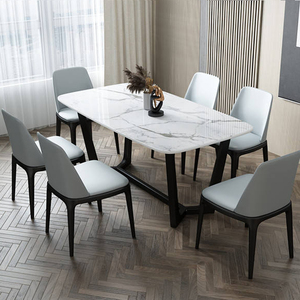 Yemek Odası Restoran Masası Kayrak Üst Tabla ve Ahşap Ayaklı Sıcak Fırsat Fiyatı Mükemmel Ceviz Modern Mermer 6 Kişilik Yemek Masası - Product Image 3