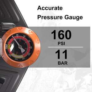 Pompe à vélo portable avec valve Presta Schrader <span class=keywords><strong>gonfleur</strong></span> de pneu monté au sol et jauge pour vélos - Product Image 5