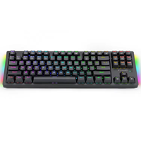 Clavier de jeu mécanique filaire RGB LED 87 touches de haute qualité, rétroéclairage 13 modes, USB Type-C programmable, anti-ghosting pour les joueurs