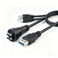 Câble USB 3.0 mâle-mâle étanche IP67 M25 avec gaine en nylon et contacts en cuivre pour applications industrielles et extérieures