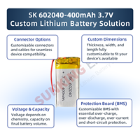Batterie Li-Polymère SunKing SK 602040 3.7V 400mAh pour Chaussures LED Lumineuses, Bande Lumineuse Flexible Rechargeable Intégrée
