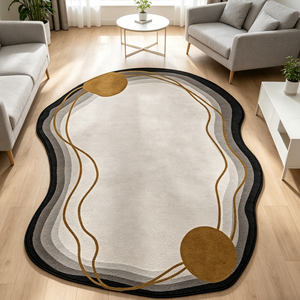 Alfombra Antibacteriana de Forma Especial, Diseño Persa Moderno, Hecha a Mano, Lavable, Hipoalergénica, para Sala de Estar - Product Image 1