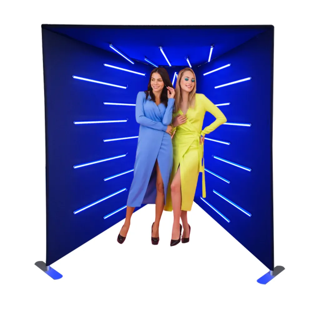 7ft personnalisé Design de mode cadre en aluminium Portable léger réutilisable 360 photographie Photo néon lumières LED Tunnel Vogue Booth