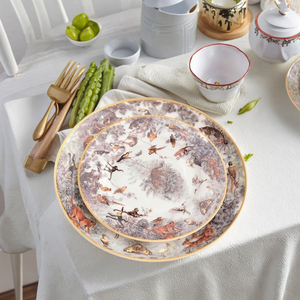 Wholesale Luxury <b>Bone</b> <b>China</b> Porcelain Dinnerware <b>Sets</b> Nordic Light Luxury Style Gold Inlay Pattern Dishwasher Safe for - Product Image 2