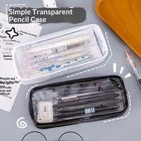 Grande trousse à crayons transparente en PVC pour filles, sac de papeterie pour étudiants avec un espace de rangement incroyablement important