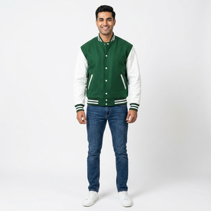 Blouson universitaire homme 2025 – Col montant, logo frontal, manches classiques, 100 % coton, hiver, prix de gros, vente chaude - Product Image 1