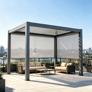 Gazebo Exterior de Aluminio con Revestimiento en Polvo de Alta Durabilidad, Manual y Eléctrico, con Doble Accionamiento, Ajustable, con Techo de Láminas, Totalmente Impermeable y Resistente al Viento - Product Image 2