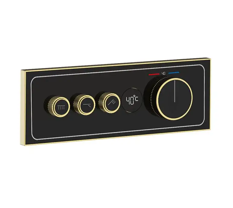 3 vie spazzolato oro massiccio ottone pulsante nascosto Display digitale a LED valvola deviatore doccia miscelatore valvola deviatore